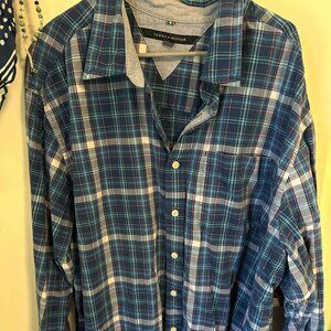 Mens Tommy Hilfiger Plaid Long-Sleeved Button Down Shirt 3XL
